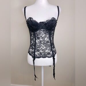 Vintage Gold Label Victoria’s Secret Black Lace Corset 36B